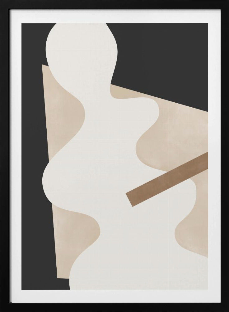 Beige grafische curven kunst | poster
