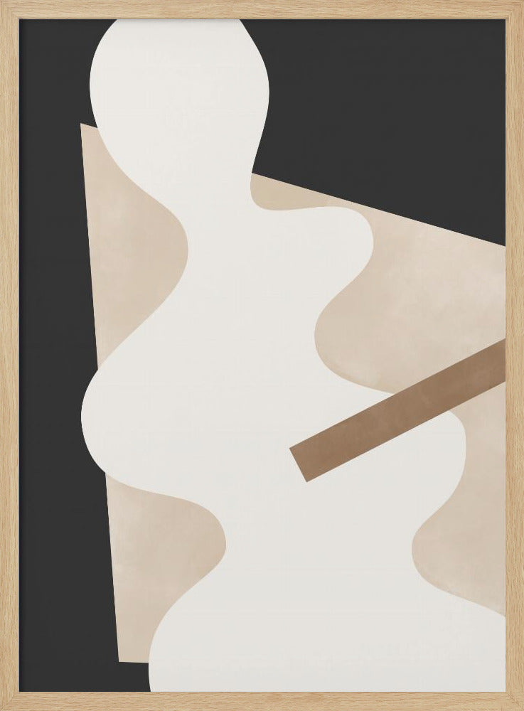 Beige grafische curven kunst | poster