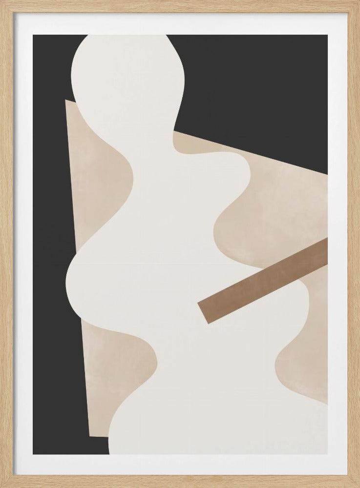 Beige grafische curven kunst | poster