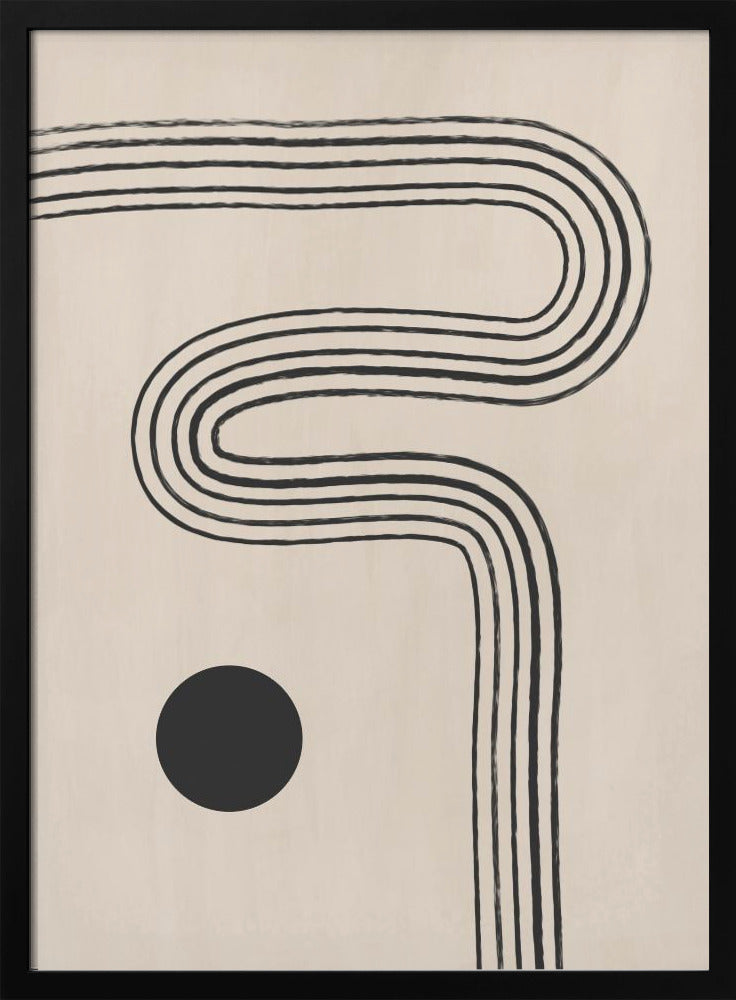 Zwarte gebogen lijnen en een cirkel | Poster