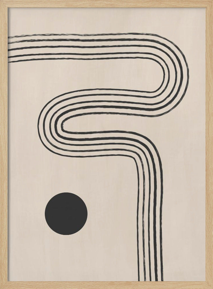 Zwarte gebogen lijnen en een cirkel | Poster