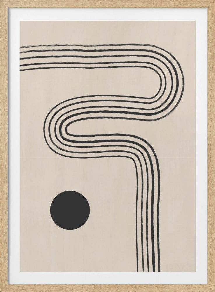 Zwarte gebogen lijnen en een cirkel | Poster