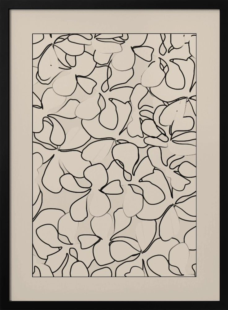 Naadloos patroon van omlijnde bloemen | Poster