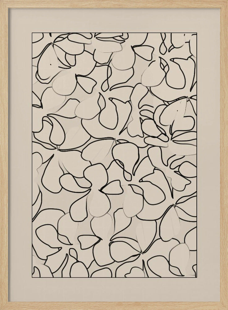 Naadloos patroon van omlijnde bloemen | Poster
