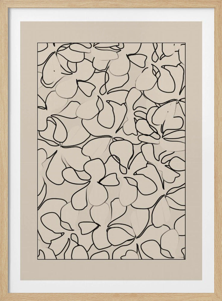 Naadloos patroon van omlijnde bloemen | Poster
