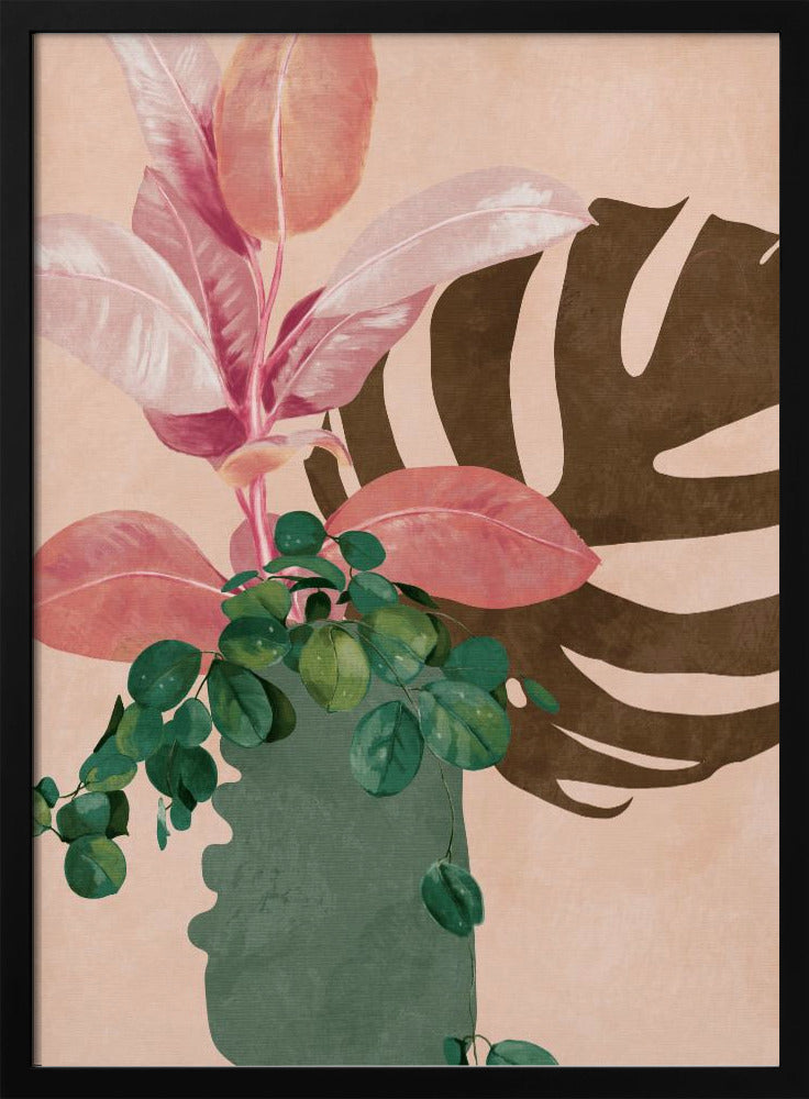 Bladeren Meer 6 Roze | Poster