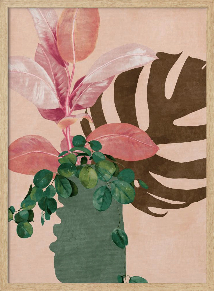 Bladeren Meer 6 Roze | Poster