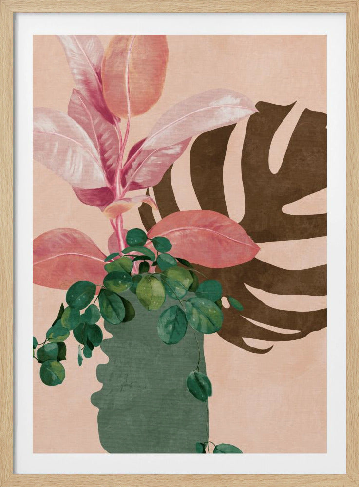 Bladeren Meer 6 Roze | Poster