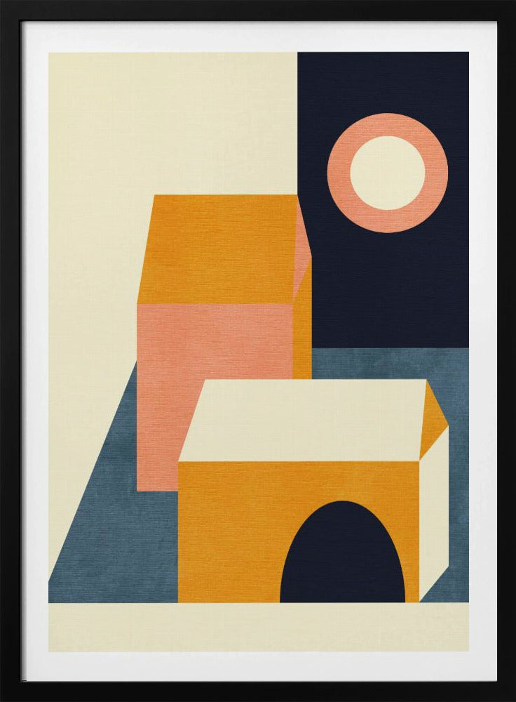 Regenboog Plus Vormen Blauw Mosterd11 | Poster