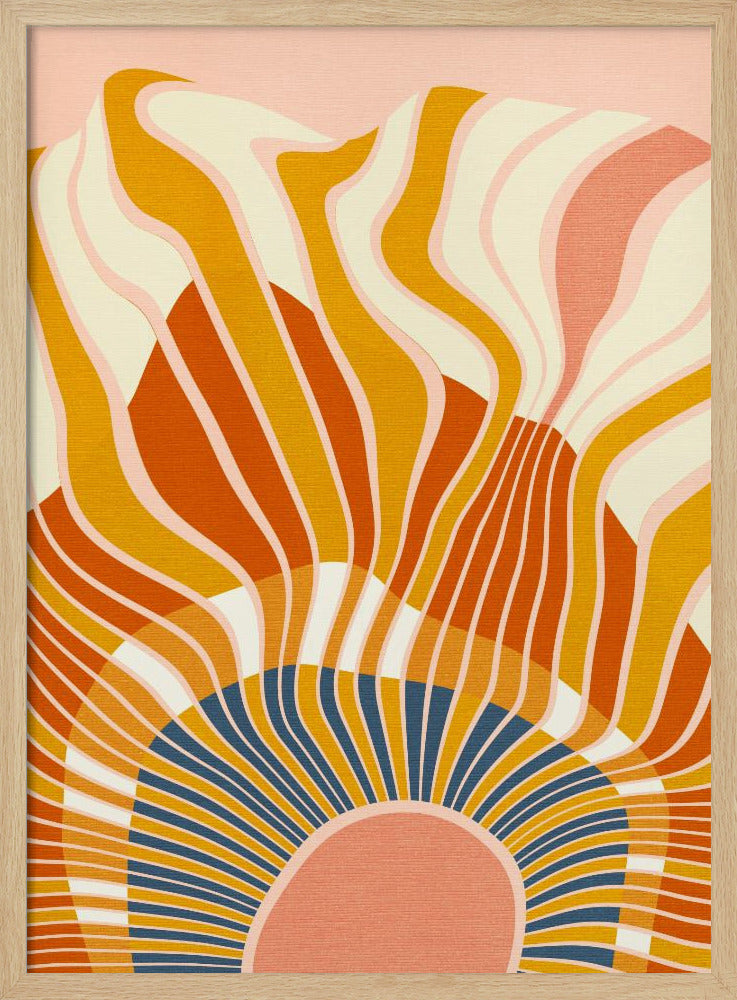 Regenboog Plus Vormen Blauw Mosterd12 | Poster