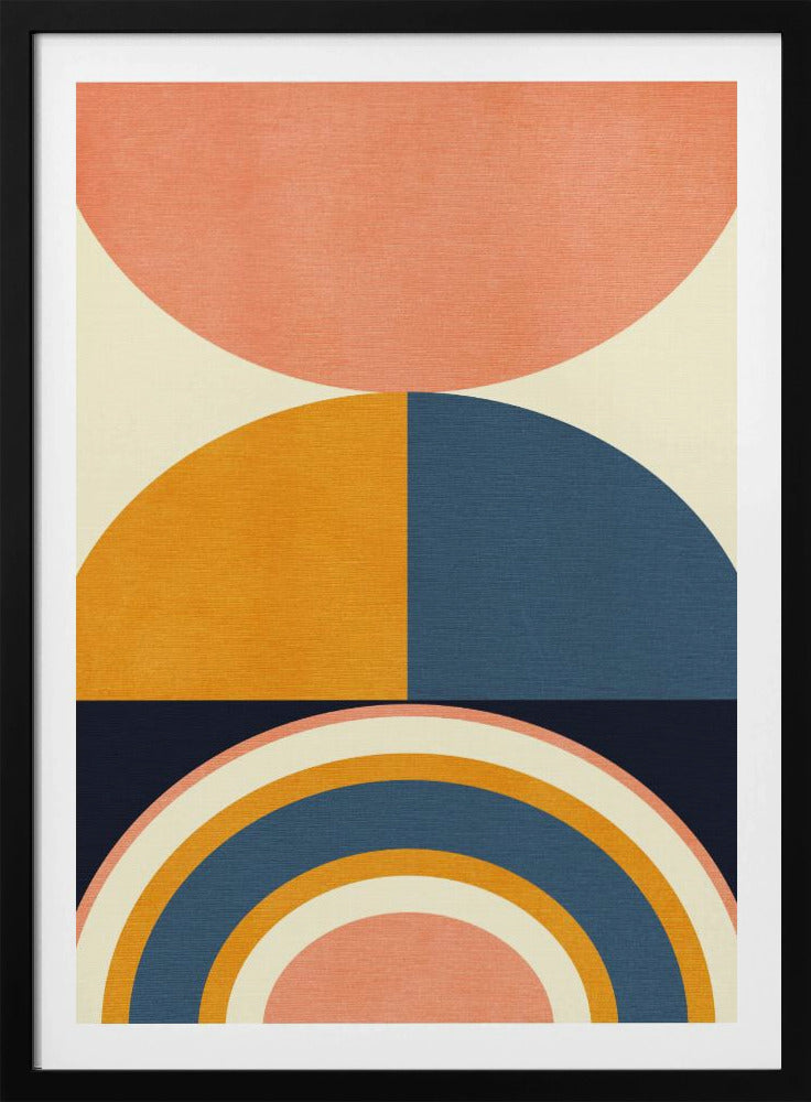 Regenboog Plus Vormen Blauw Mosterd10 | Poster