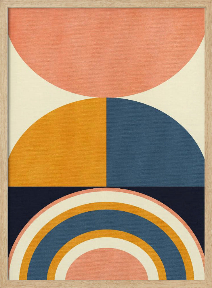 Regenboog Plus Vormen Blauw Mosterd10 | Poster