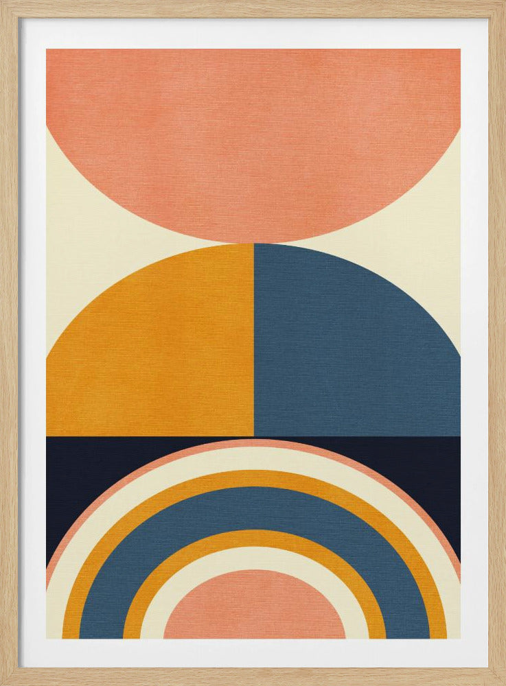 Regenboog Plus Vormen Blauw Mosterd10 | Poster