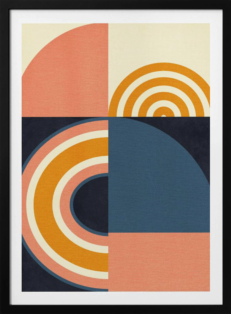 Regenboog Plus Vormen Blauw Mosterd9 | Poster