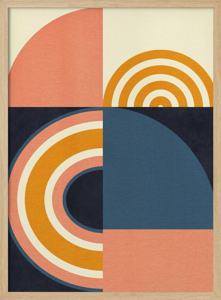 Regenboog Plus Vormen Blauw Mosterd9 | Poster