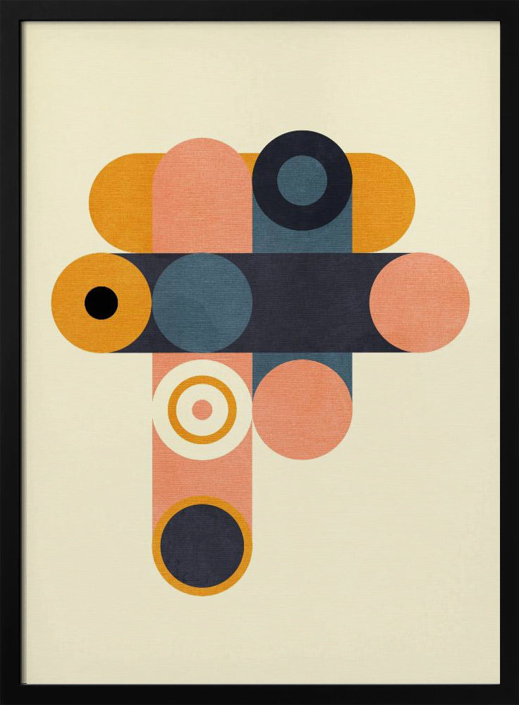 Regenboog Plus Vormen Blauw Mosterd8 | Poster