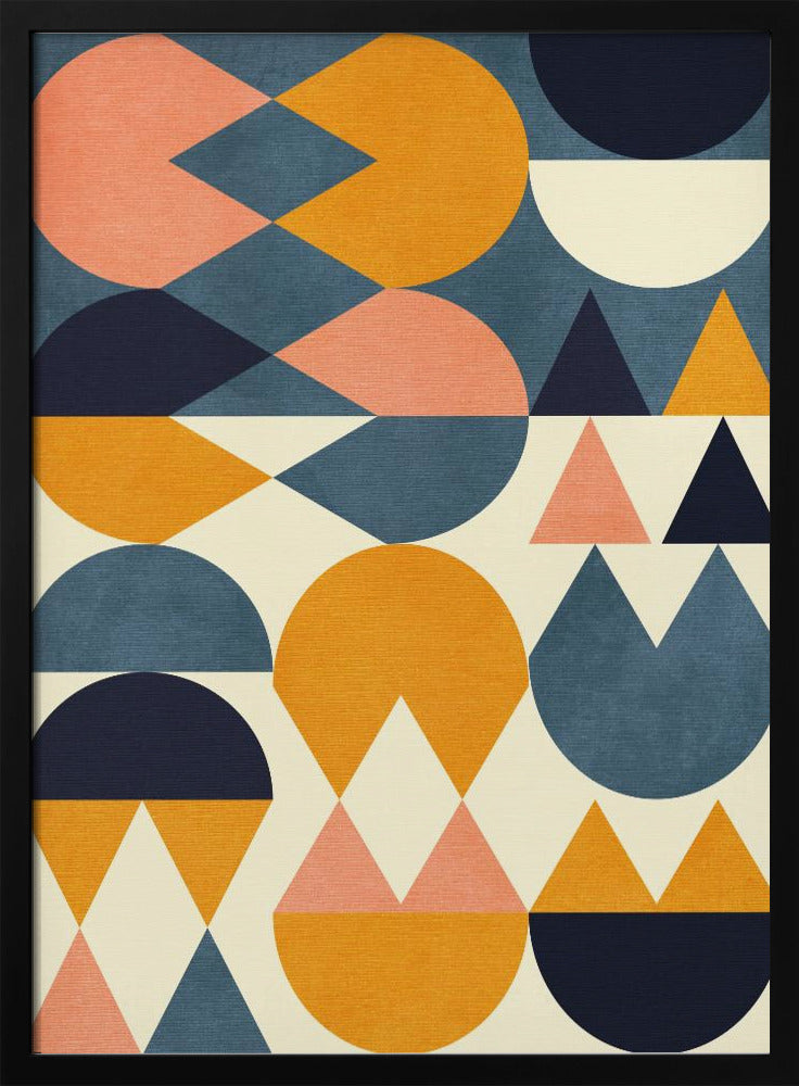 Regenboog Plus Vormen Blauw Mosterd6 | Poster