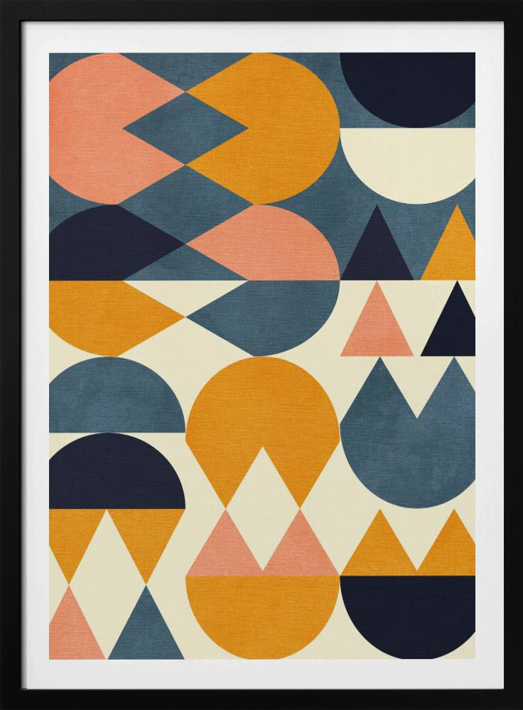 Regenboog Plus Vormen Blauw Mosterd6 | Poster