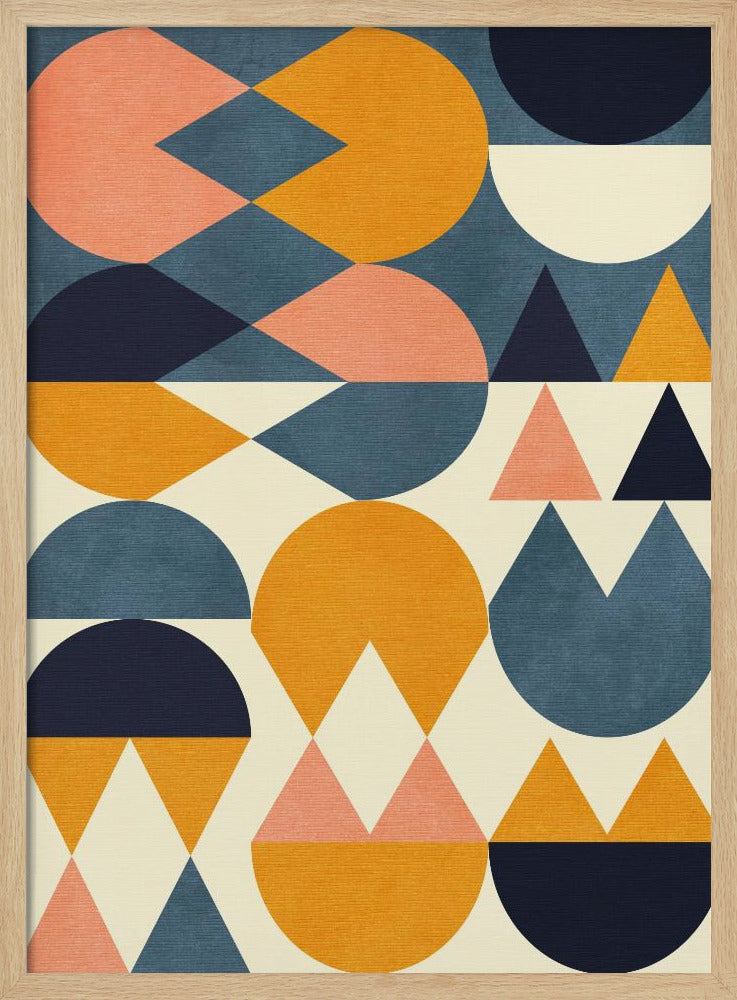 Regenboog Plus Vormen Blauw Mosterd6 | Poster