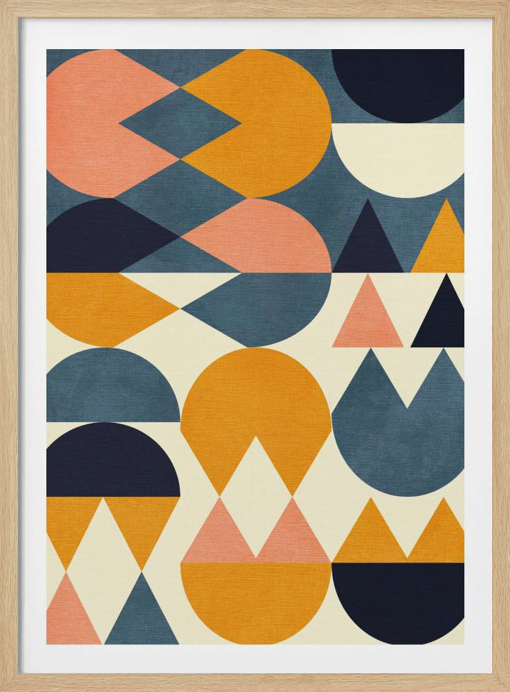 Regenboog Plus Vormen Blauw Mosterd6 | Poster