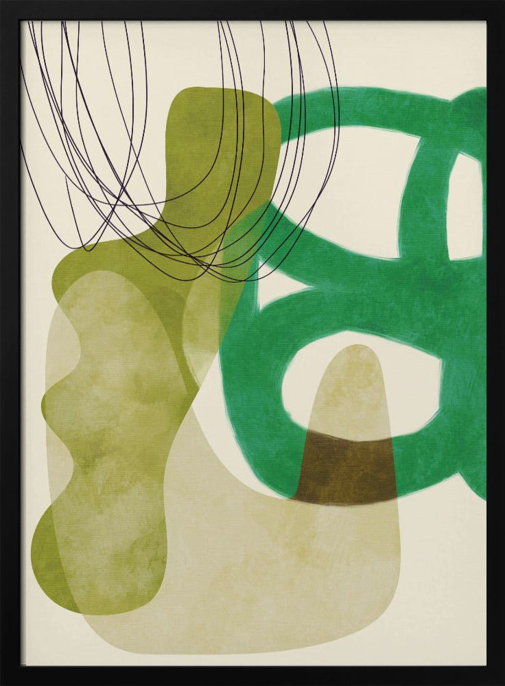 Geschilderde lijnen Groen Bruin Kopie | Poster
