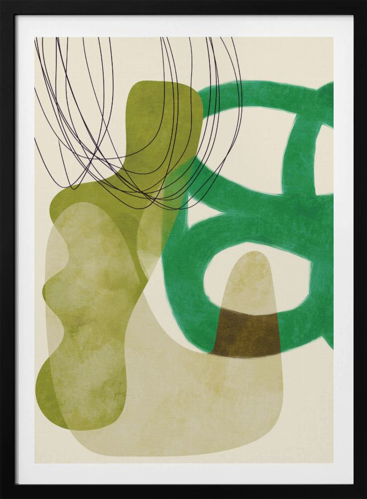 Geschilderde lijnen Groen Bruin Kopie | Poster