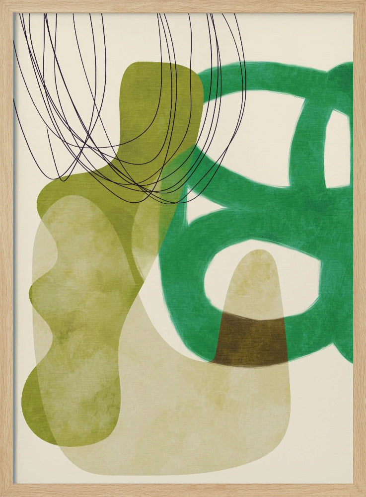Geschilderde lijnen Groen Bruin Kopie | Poster