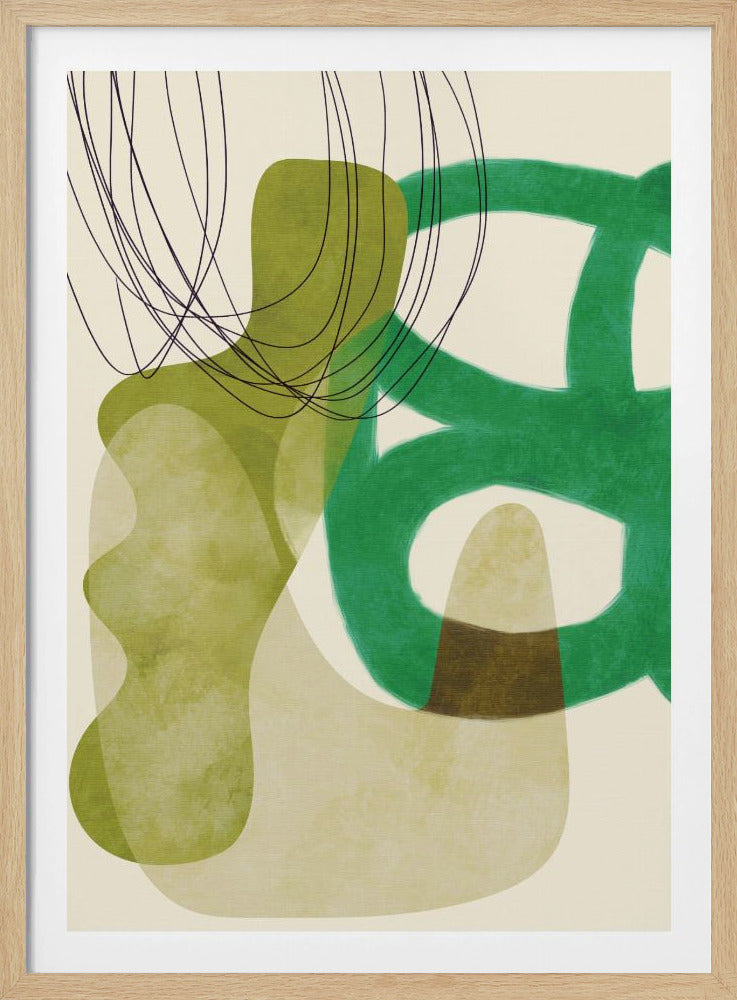 Geschilderde lijnen Groen Bruin Kopie | Poster