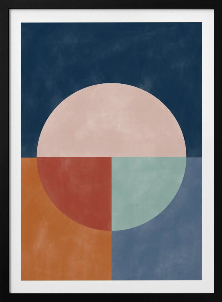 Geometrische abstractie met een grote pastelcirkel | Poster