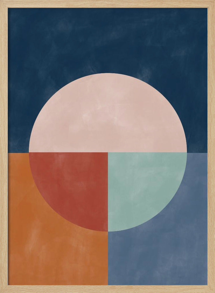 Geometrische abstractie met een grote pastelcirkel | Poster