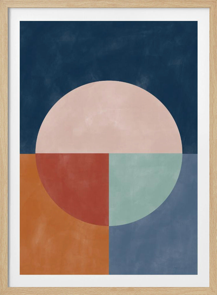Geometrische abstractie met een grote pastelcirkel | Poster