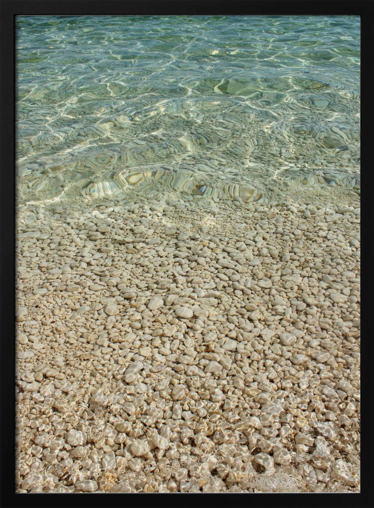 Aqua Ocean en gouden kiezels | Poster