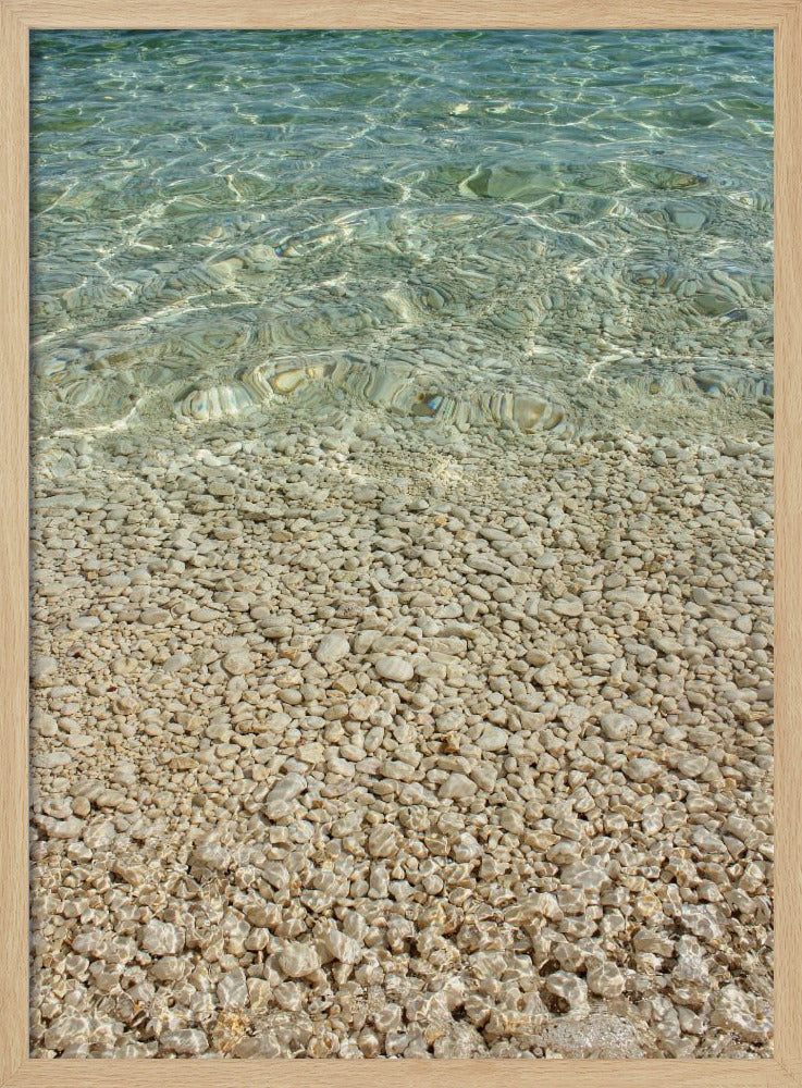 Aqua Ocean en gouden kiezels | Poster