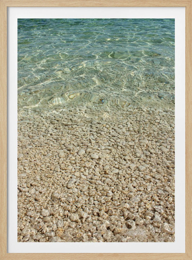 Aqua Ocean en gouden kiezels | Poster