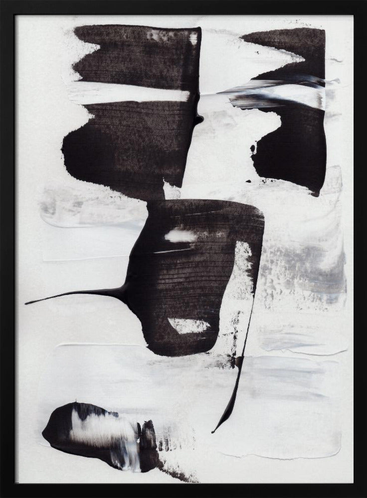 Expressieve monochrome penseelstreken | Poster