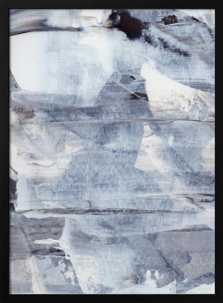 Brushstrokes in Shades of Gray Blue and White | Poster