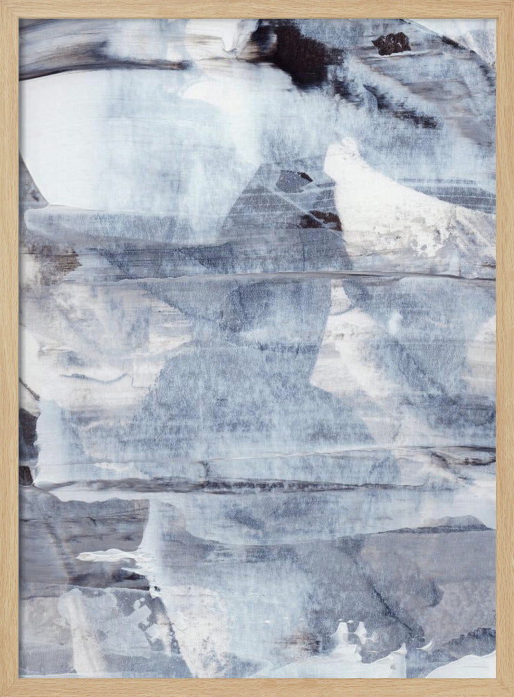 Brushstrokes in Shades of Gray Blue and White | Poster