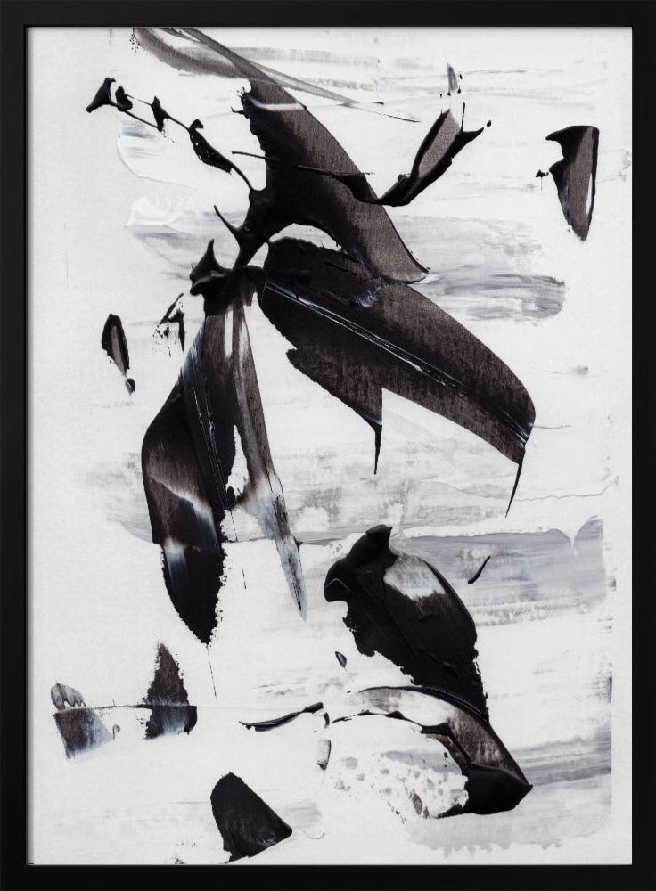 Monochrome dynamische penseelstreken | Poster