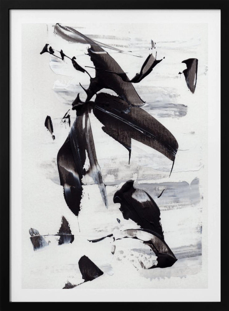 Monochrome dynamische penseelstreken | Poster
