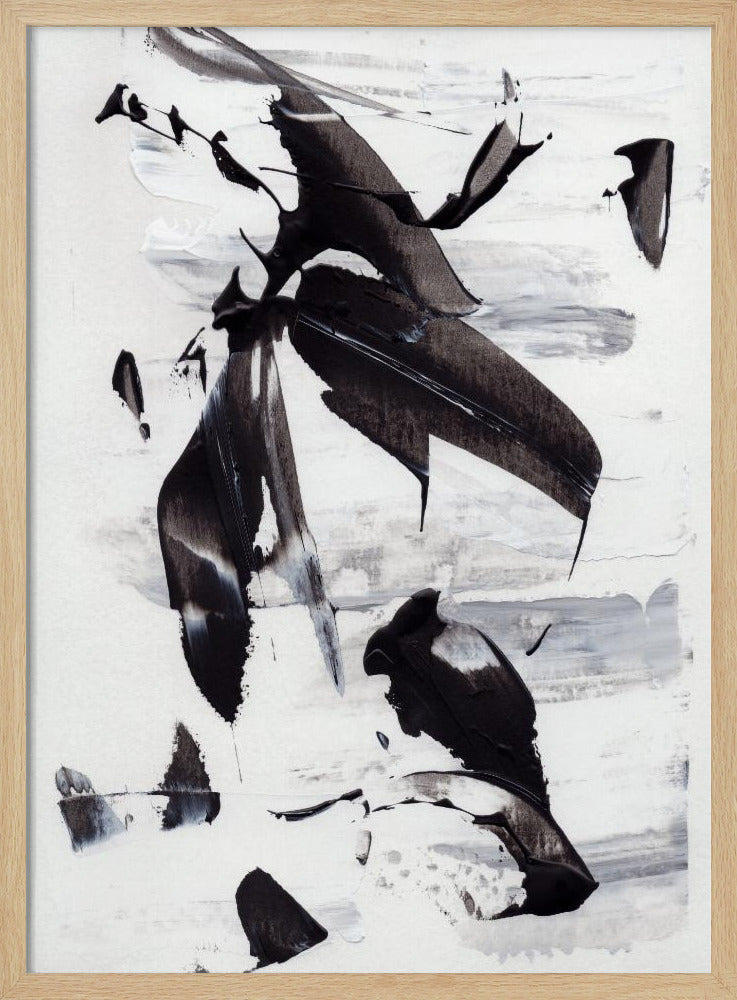 Monochrome dynamische penseelstreken | Poster
