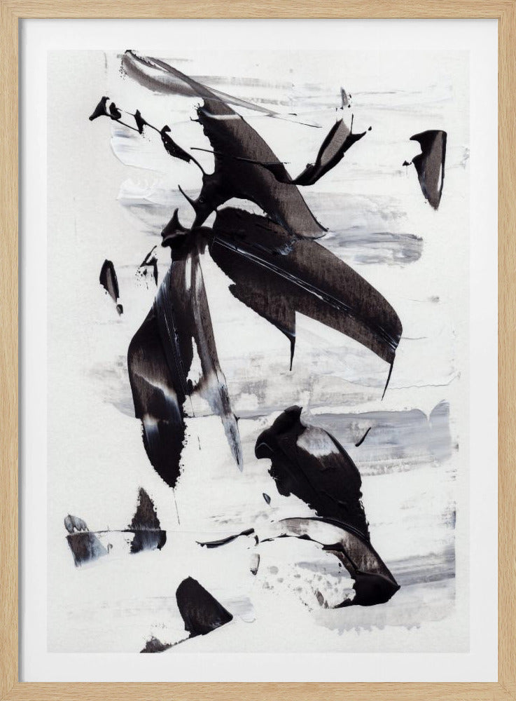 Monochrome dynamische penseelstreken | Poster
