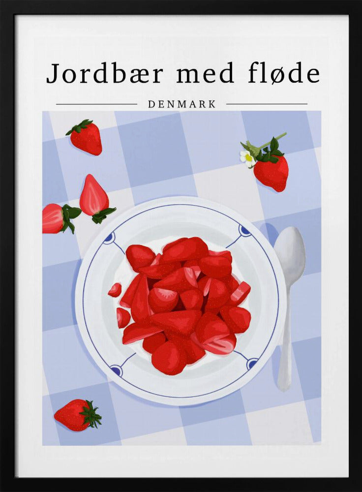 Aardbei met slagroom - Denemarken | Poster