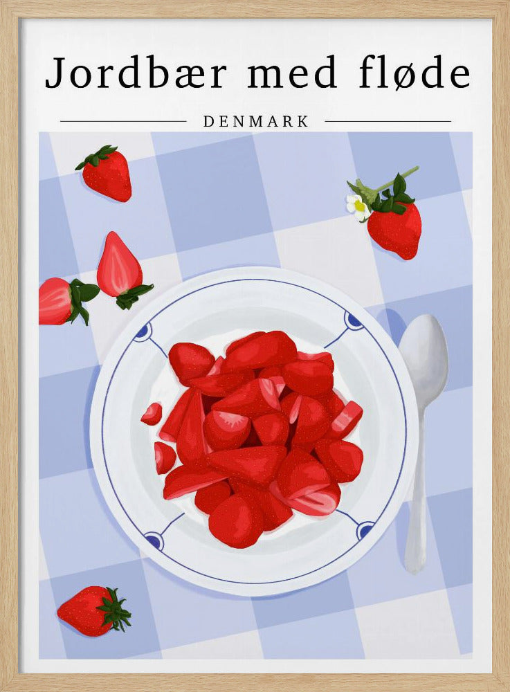 Aardbei met slagroom - Denemarken | Poster