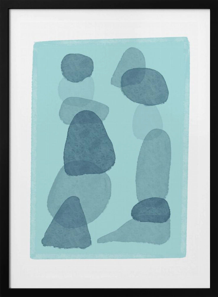 aquarelvlekken blauw abstract minimal modern art | Poster