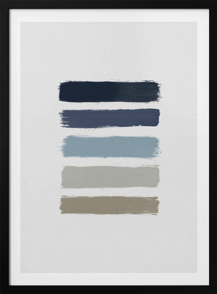 Blauwe & Taupe Strepen | Poster