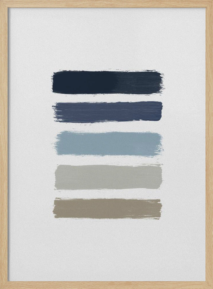 Blauwe & Taupe Strepen | Poster