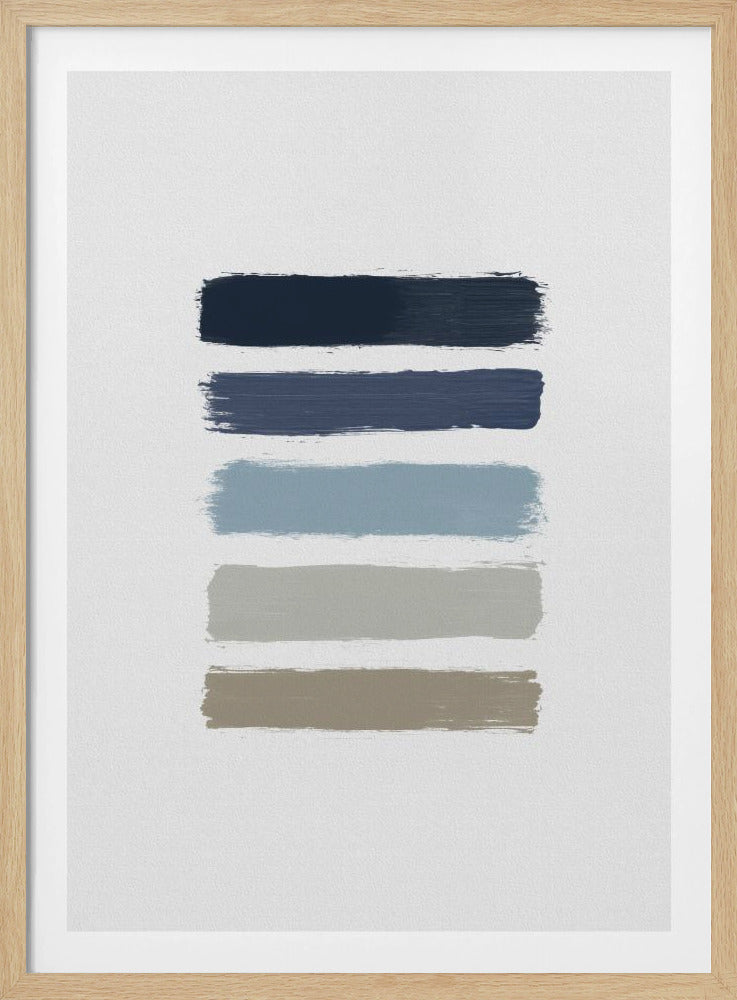 Blauwe & Taupe Strepen | Poster