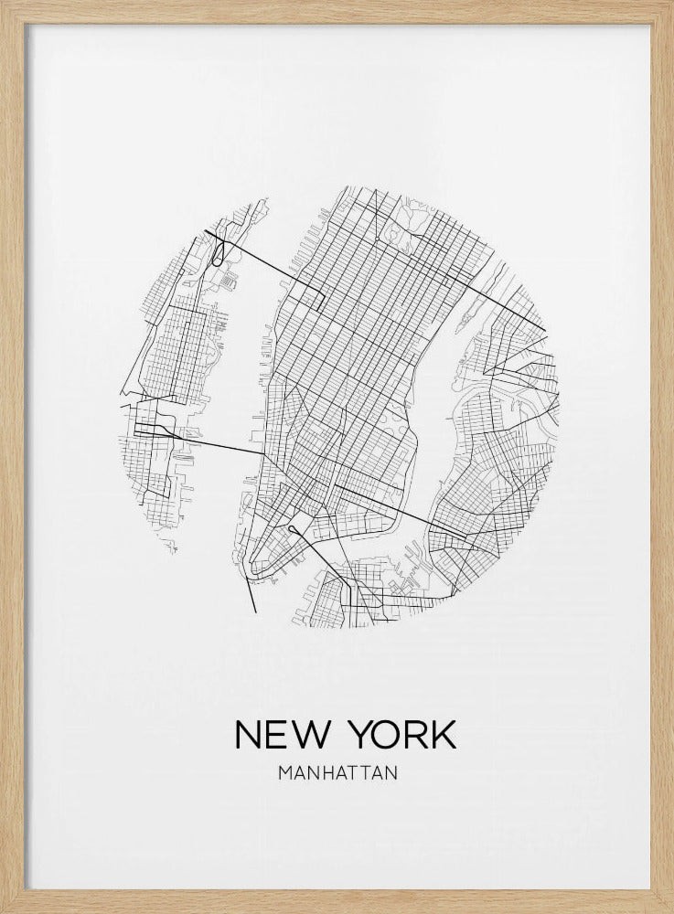 Wegenkaart van Manhattan | Poster