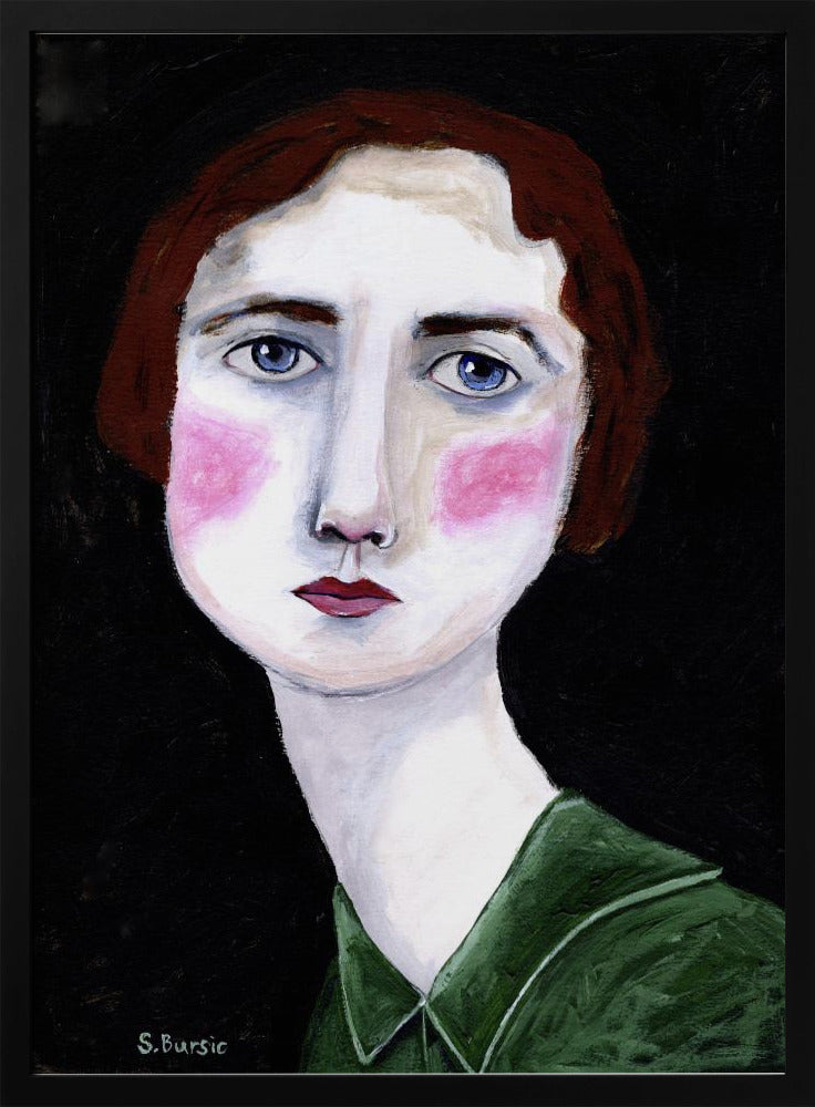 Vintage Vrouw met roze wangen | Poster