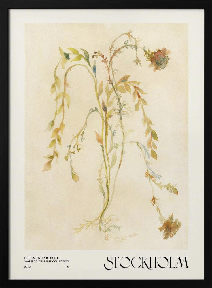 Collectie aquarelprints. Bloemenmarkt - Stockholm | Poster
